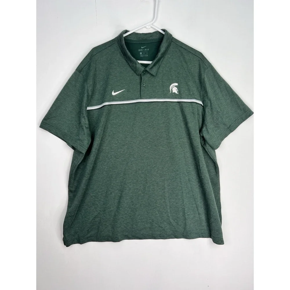 Nike‎ Michigan State Spartans Men's Polo Sz 3XL Green NCAA Shirt CN7854-330